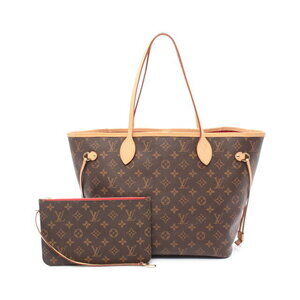 Louis Vuitton Neverfull Cerise Red Tote Bag Leather Brown